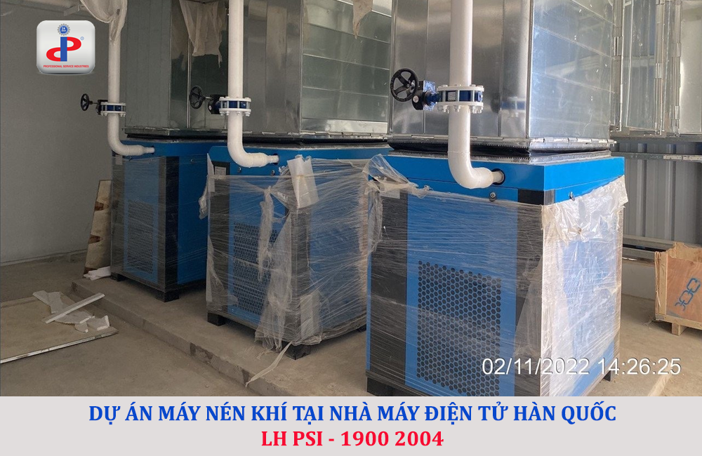 máy nén khí trục vít aivyter tại nhà máy điện tử Hàn Quốc