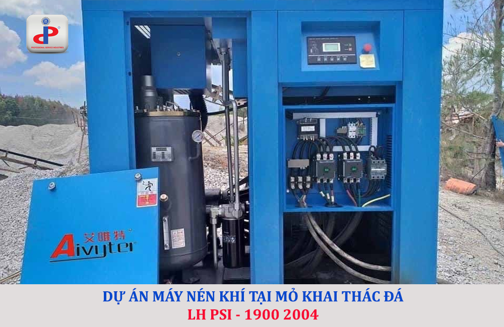 máy nén khí trục vít Aivyter tại mỏ khai thác đá