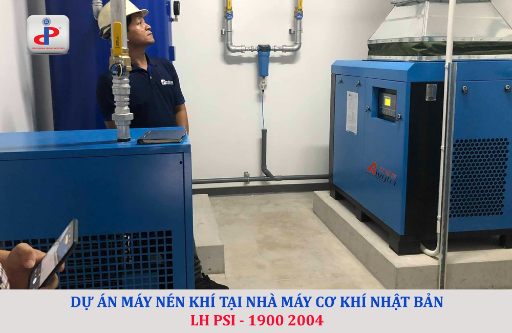 máy nén khí trục vít aivyter tại nhà máy cơ khí nhật bản