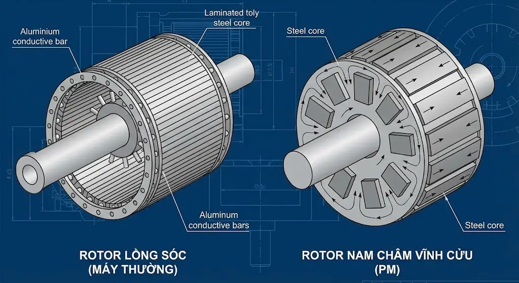 Biến tần vĩnh cửu (PM Motor) với Biến tần thường