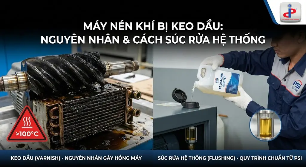 Máy nén khí bị keo dầu